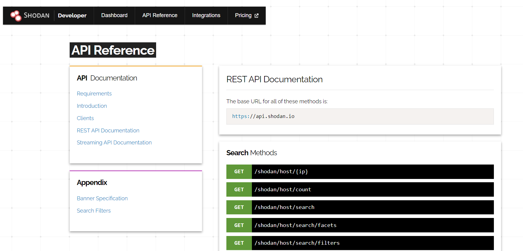 shodan API reference
